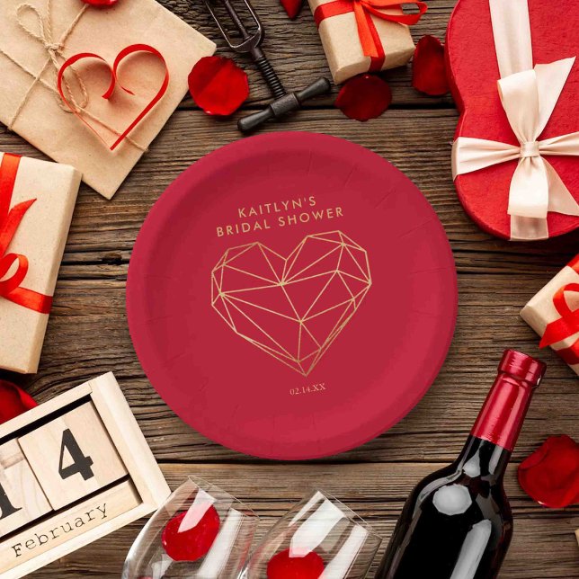 Assiettes En Carton Fête de mariage Saint-Valentin Cœur Géométrique (Créateur téléchargé)