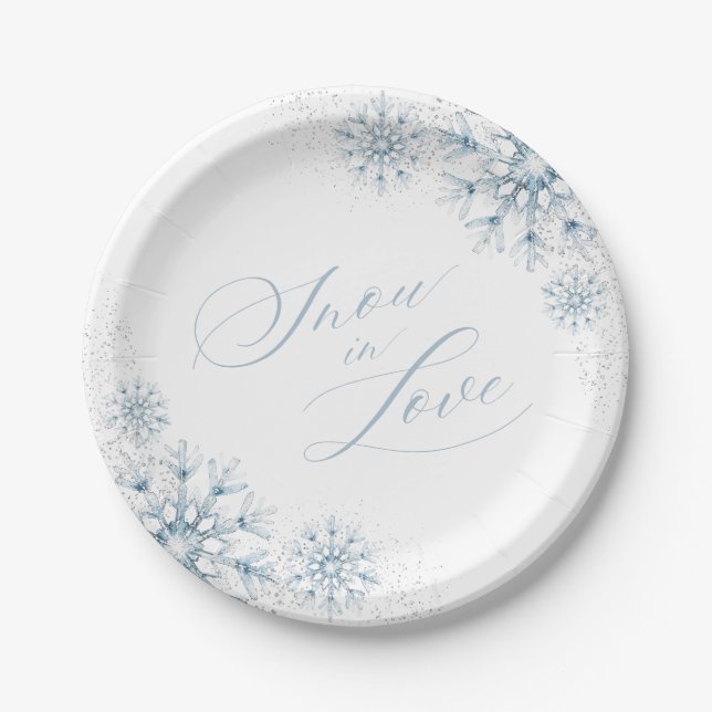 Assiettes En Carton Fête de mariage Snow in Love (Devant)