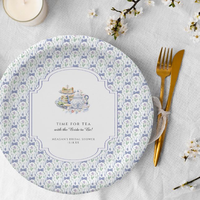 Assiettes En Carton Fête de Mariage Thème Tasse de Thé Coquette Fleuri (Créateur téléchargé)