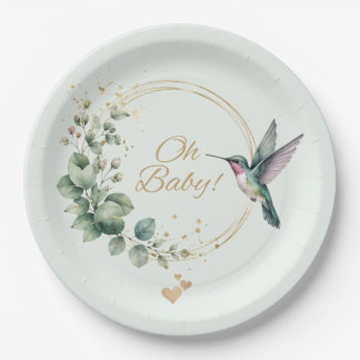 Assiettes En Carton **Fête de naissance à l'aquarelle Eucalyptus Colib