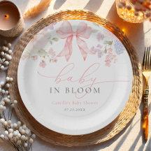 Fête de naissance bébé fille Fleur rose enrubannée