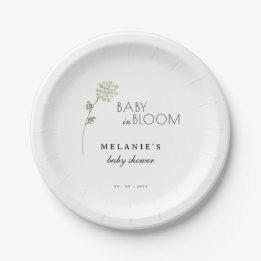 Assiettes En Carton Fête de naissance de bébé fleuri