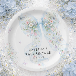Assiettes En Carton Fête de naissance élégante avec fleurs sauvages et