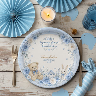 Assiettes En Carton Fête de naissance ourson livre ancien