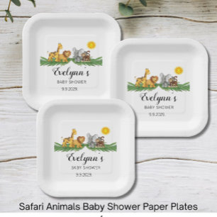 Assiettes En Carton Fête de naissance sur le thème des Animaux de Safa