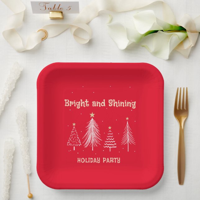 Assiettes En Carton Fête de Noël brillante Rouge Blanc (Mariage)