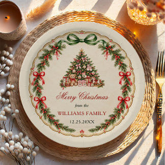 Assiettes En Carton Fête de Noël casse-noisette ruban rouge