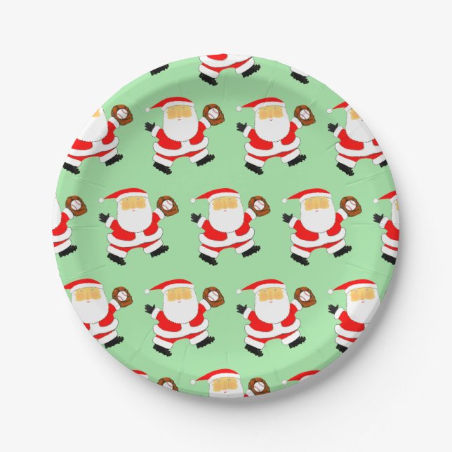 Assiettes En Carton Fête de Noël de baseball (Devant)