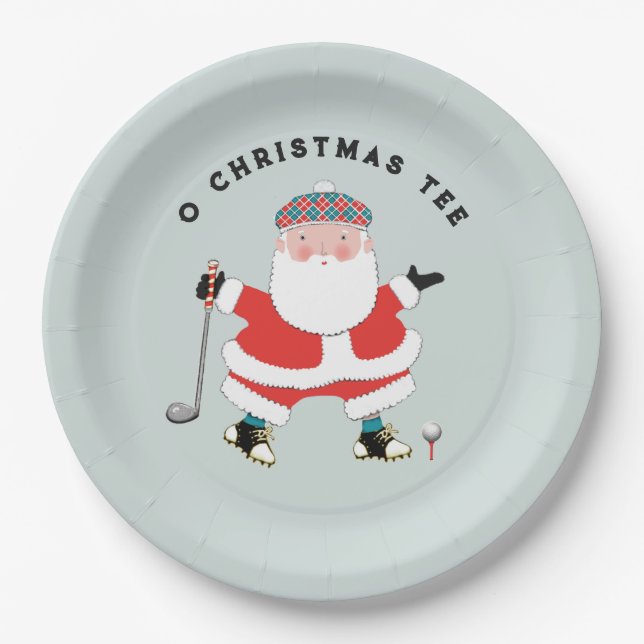 Assiettes En Carton Fête de Noël de golf (Devant)