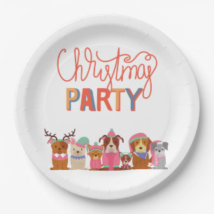 Assiettes En Carton Fête de Noël des mignons chiens