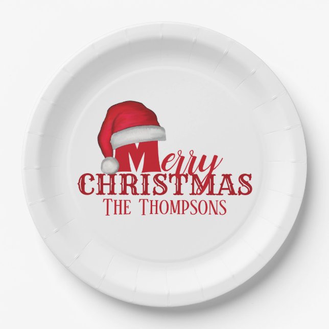 Assiettes En Carton Fête de Noël du Père Noël (Devant)