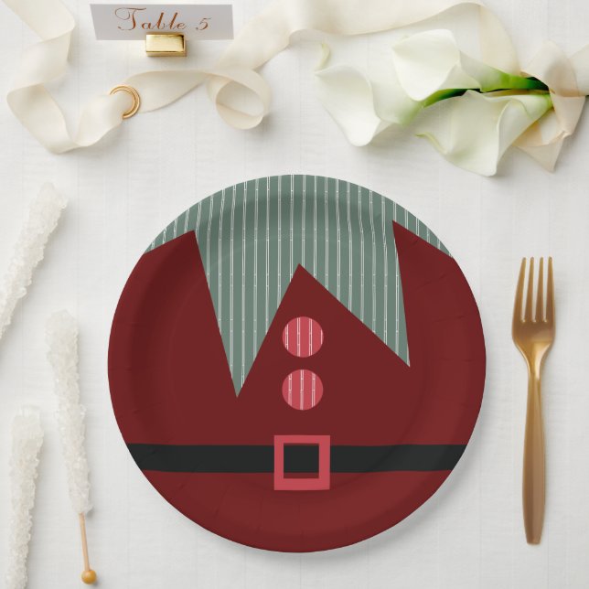 Assiettes En Carton Fête de Noël Elf Suit (Mariage)