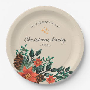 Assiettes En Carton Fête de Noël Foliage de Vacances Moderne