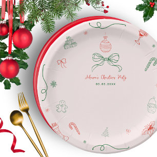Assiettes En Carton Fête de Noël française fantaisie à la main