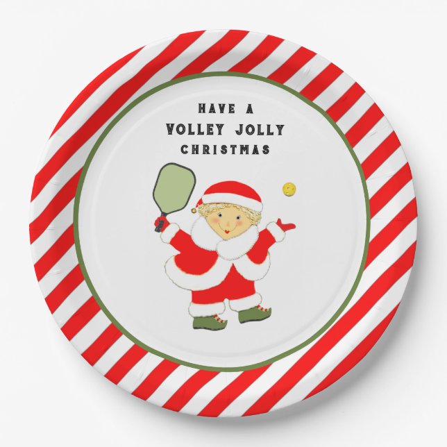 Assiettes En Carton Fête de Noël Pickball (Devant)