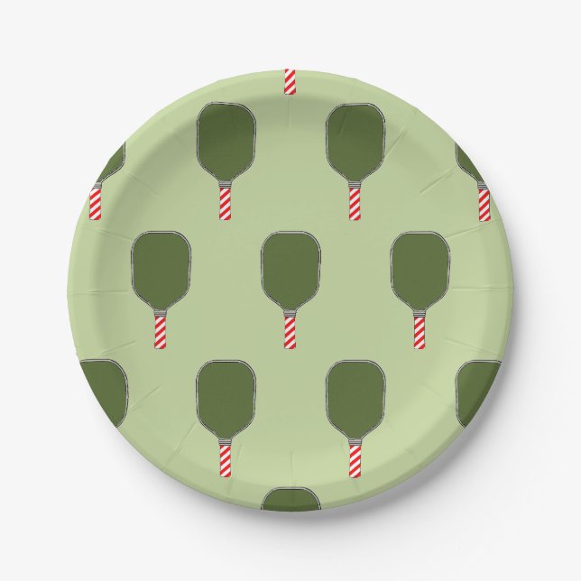 Assiettes En Carton Fête de Noël Pickball (Devant)