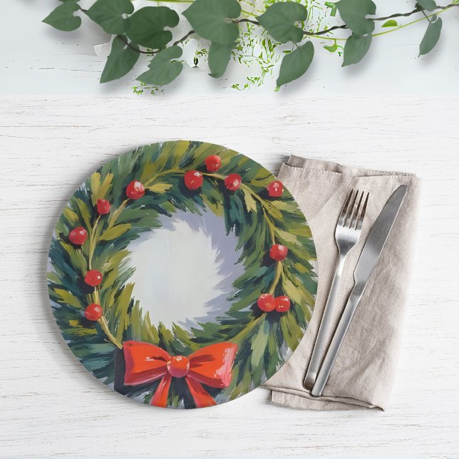 Assiettes En Carton Fête de Noël Wreath Painted (Créateur téléchargé)
