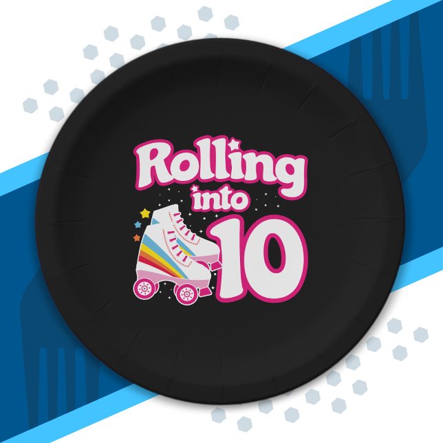 Assiettes En Carton Fête de patin à roulettes pour enfants - 10e anniv (Créateur téléchargé)