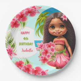 Assiettes En Carton Fête de plage tropicale de Luau