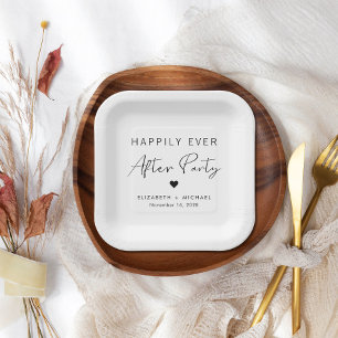 Assiettes En Carton Fête de réception de mariage Chic Happily Ever Aft