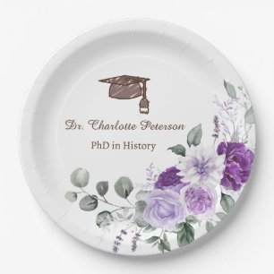 Assiettes En Carton Fête de remise de diplôme de doctorat Floral