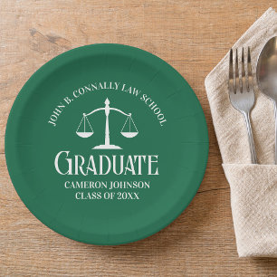 Assiettes En Carton Fête de remise de diplôme de faculté de droit vert