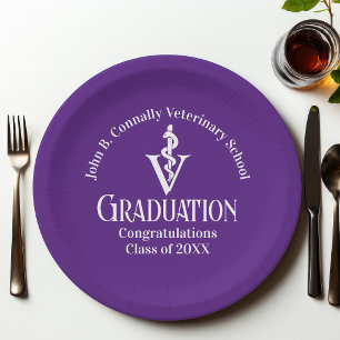 Assiettes En Carton Fête de remise de diplômes personnalisée en violet