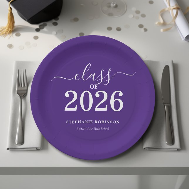 Assiettes En Carton Fête de remise des diplômes violette de la promoti (Créateur téléchargé)
