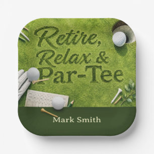 Assiettes En Carton Fête de RETRAITE GOLF sur le green