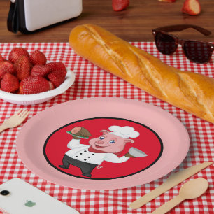 Assiettes En Carton Fête de rôti de porc mignonne