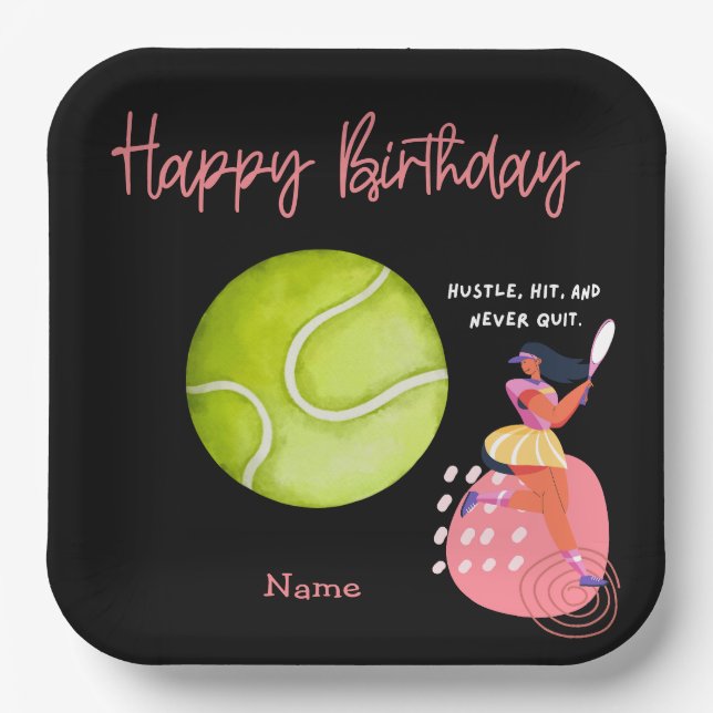 Assiettes En Carton Fête de tennis pour femme (Recto)
