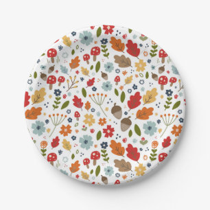 Assiettes En Carton Fête de Thanksgiving d'automne Fleurs Champignon F