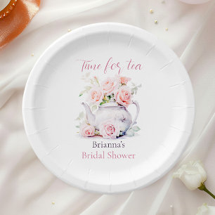 Assiettes En Carton Fête de thé de mariage floral rose