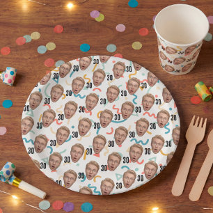 Assiettes En Carton Fête de visage drôle avec photo personnalisée