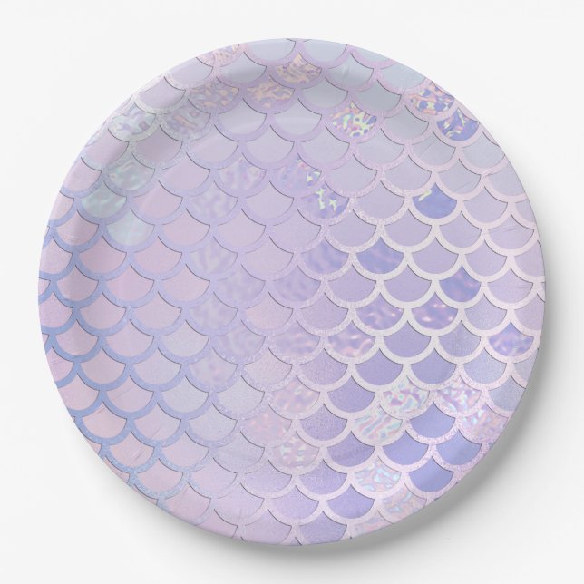 Assiettes En Carton Fête des balances de sirène violette (Devant)