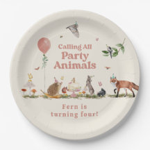 Fête des bois Animaux rose fête d'anniversaire