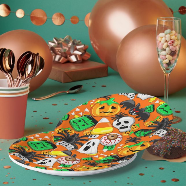Assiettes En Carton Fête des Candies Éffrayantes d'Halloween (Multi)