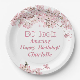 Assiettes En Carton Fête des cerisiers roses 50e anniversaire