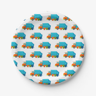 Assiettes En Carton Fête des enfants des camions et poubelles