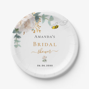 Assiettes En Carton Fête des mariées abeille fleurie eucalyptus verdur