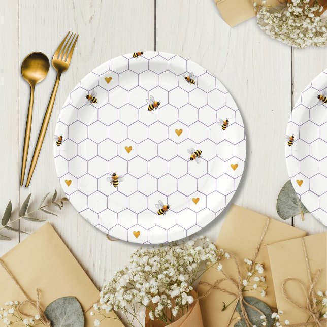 Assiettes En Carton Fête des mariées aimée par les abeilles et Youtifu (Créateur téléchargé)
