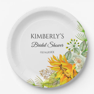 Assiettes En Carton Fête des mariées Aquarelle Fleurs de soleil