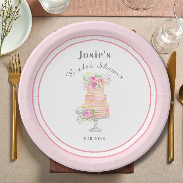 Assiettes En Carton Fête des mariées aquarelle Rose stratifié Gâteau s (Créateur téléchargé)