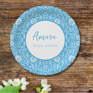 ASSIETTES EN CARTON FÊTE DES MARIÉES BLUE TALAVERA