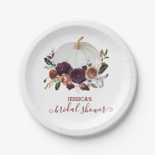 Assiettes En Carton Fête des mariées Citrouille florale d'automne
