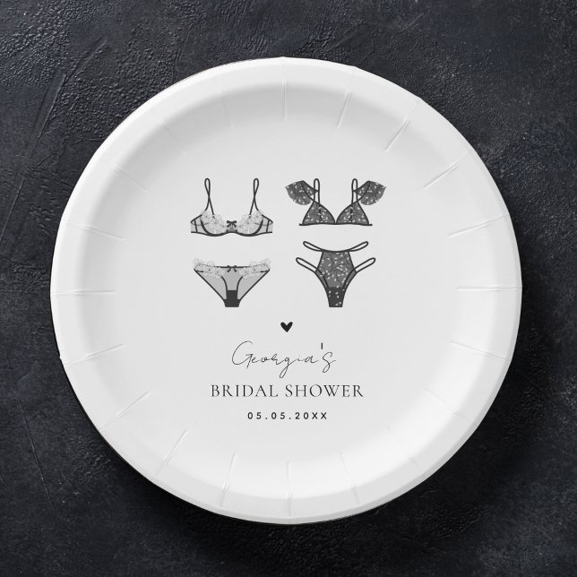 Assiettes En Carton Fête des mariées Coeur Chic Moderne & Lingerie Noi (Créateur téléchargé)