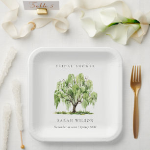 Assiettes En Carton Fête des mariées d'arrosage rustique vert