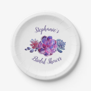 Assiettes En Carton Fête des mariées de feuillage moderne violet