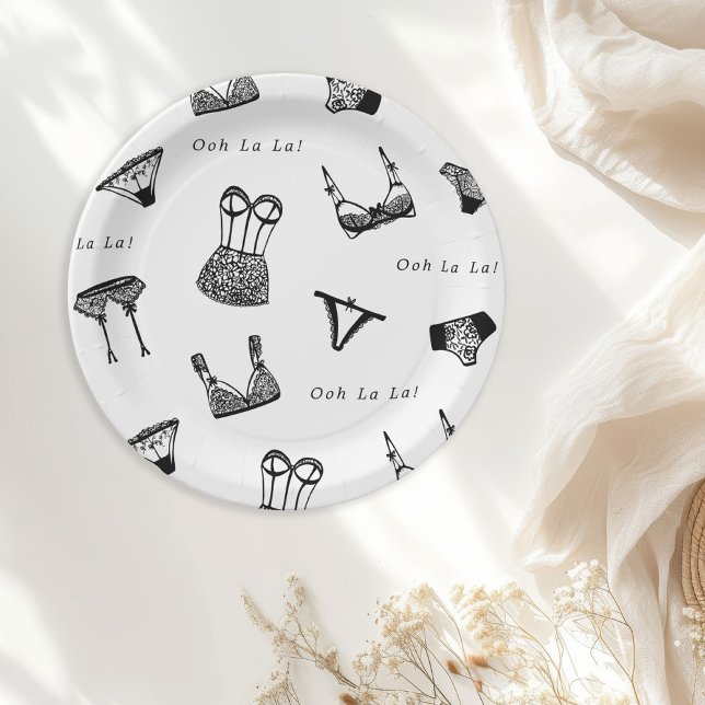 Assiettes En Carton Fête des mariées de lingerie de script de pinceau  (Créateur téléchargé)