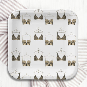 Assiettes En Carton Fête des mariées de lingerie en dentelle noire